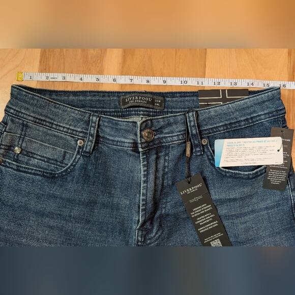 NWT Liverpool Los Angeles Bond Skinny Eco Blue Jeans Mens Size 33x34 Coolmax - Picture 2 of 6